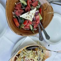 Vegetarian Moussaka and Salad at Alexander The Great in North West London