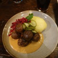 Swedish meatballs (not vegan, vegan option available) at The Liffey in Stockholm