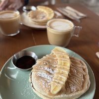 Delicious banana and peanut butter pancakes  at De Bon'heur in Marseille