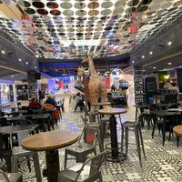 Main seating area in the food court  at Kitchen Market in Lille