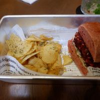 Little Beet Burger With Vegan Cream Cheese. at SUSU Vegan Mylk Bar Penang in Penang