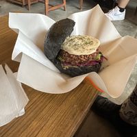 Vegan burger with cheese and avocado   at SUSU Vegan Mylk Bar Penang in Penang