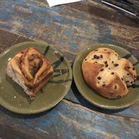 Cinnamon and chocolate bun  at Pain Brut in Montpellier