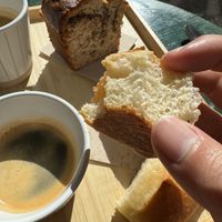 Vegan cake and plain vegan brioche (light and delicious)  at Pain Brut in Montpellier
