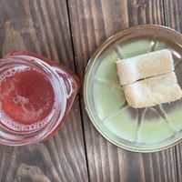 Strawberry lavender kombucha on tap, lavender lime shortbread   at Old Cuss Cafe in South Salt Lake
