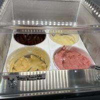 Nice to have options. I chose the strawberry mint sorbet and chocolate. They were great together    at Rose Rock Microcreamery in Broken Arrow