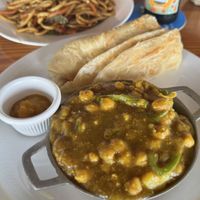Curry Chana and Potato Roti   at Kamini's in San Nicolas
