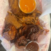 Half buffalo half bbq wings  at Paranormal Pizza in Bethlehem