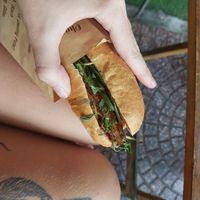 Roasted rice vermicelli, vegan bbq meat bahn mi at Bon's Vegan Bistro in Ho Chi Minh City