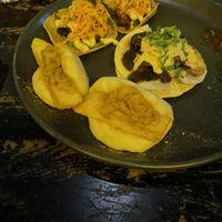 Bao buns and tacos (look orange because of the lights on the pub!)  at Wolf at the Door in Manchester