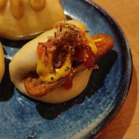 Vegan hot dog Bao bun at Wolf at the Door in Manchester