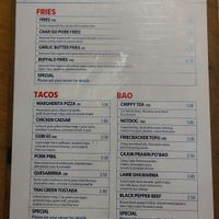 Menu at Wolf at the Door in Manchester