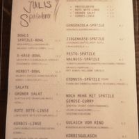 Speisekarte at Julis Spätzlerei in Passau