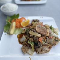 Vegan fried vegetables and tofu with rice  at Mr. Lee - Cafe Asia in Wieselburg
