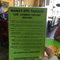 The vegan menu here is great, it’s the reason I’m here to begin with, our food hasn’t arrived yet, but I’m already drooling in excitement over the smells.  at Mama's International Tamales in Los Angeles
