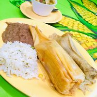 Two tamale combo plate with a cup of tortilla soup on the side. As of Feb 2019 👌🏻 at Mama's International Tamales in Los Angeles
