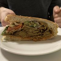 Lots of seitan in the sandwich!  at Green Bistro in Erfurt