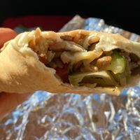 Mujadara sandwich. Carry out.  at Sittoos in Parma