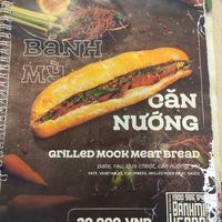 Menu at Bánh mí Vegan Vietnam in Hanoi