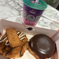 speculoos cream and boston cream donuts  at Dunkin' - Stationsplein in Amsterdam