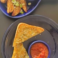 Potatoes & Garlic Bread appetizers at The Cheeze Factory Restaurant in Baraboo