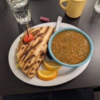 Lentil soup and tuna sandwich at The Cheeze Factory Restaurant in Baraboo