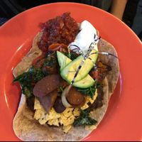 Spicy sausage and shmeggs at The Cheeze Factory Restaurant in Baraboo