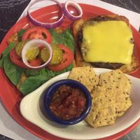 delicious veggie burgers with vegan cheese at The Cheeze Factory Restaurant in Baraboo