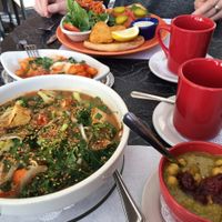 miso bowl, chickpea chili, gnocchi and fish sandwich at The Cheeze Factory Restaurant in Baraboo