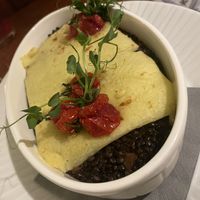 Lentil stew with mushrooms and root veggies - plus baked mashed potatoes - so yummiii!  at Kleehof in der Gaertnerstadt in Bamberg
