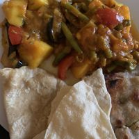 Veg curry with aubergine side dish & breads   at Indian Hitchin  in Hitchin
