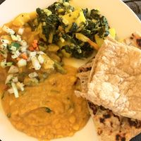 Dhal, saag aloo, veg curry & breads   at Indian Hitchin  in Hitchin