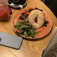 veggie bagel (non vegan)  at Zenith Brunch & Cocktails in Madrid