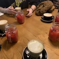 matcha latte, cappuccino and 2 lattes, 4 zumo del dia   at Zenith Brunch & Cocktails in Madrid