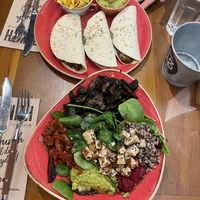 Jackfruit tacos and Buddha bowl  at Zenith Brunch & Cocktails in Madrid
