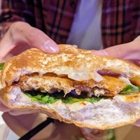 Chipotle chicken sandwich at Meta Burger in Boulder