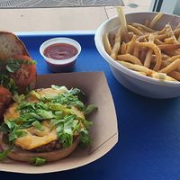 Supernova and cheesy fries at Meta Burger in Boulder