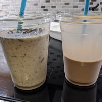 Vanilla + Oreos and Chocolate shake at Meta Burger in Boulder