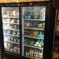 Refrigerated vegetables for sale at Wise Acre in Minneapolis