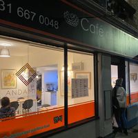 Outside  at Cafe Andamiro in Edinburgh