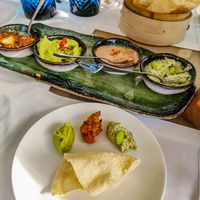 Spicy cashews, guacamole and jalapenos, edamame hummus at Antasia Beach Club in Paphos