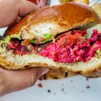 Beetroot burger at Antasia Beach Club in Paphos
