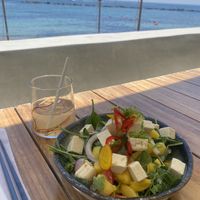 Tofu salad and a Spicy Freda  at Antasia Beach Club in Paphos