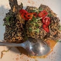 Sesame tofu with vegetables curry  at Antasia Beach Club in Paphos