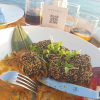 Home made sesame tofu at Antasia Beach Club in Paphos