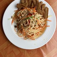 Papaya salad with soy meat  at Tukta in Koh Tao