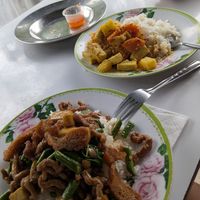 Massaman curry and stir fry with basil at Tukta in Koh Tao