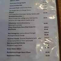 November 2025 - menu showing breakfast smoothie at Corner on the Square in Beauly