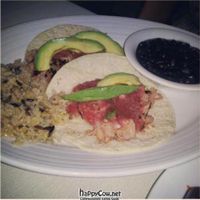 Jackfruit tacos with black beans & rice.  at Adama in Santa Barbara