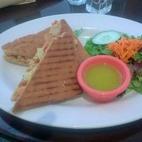 Chipotle Panini & salad with Lemon Vinaigrette dressing at Adama in Santa Barbara
